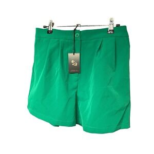 NWT Sincerely Jules Chino Shorts LARGE Green High Waist Pleated Front Summer